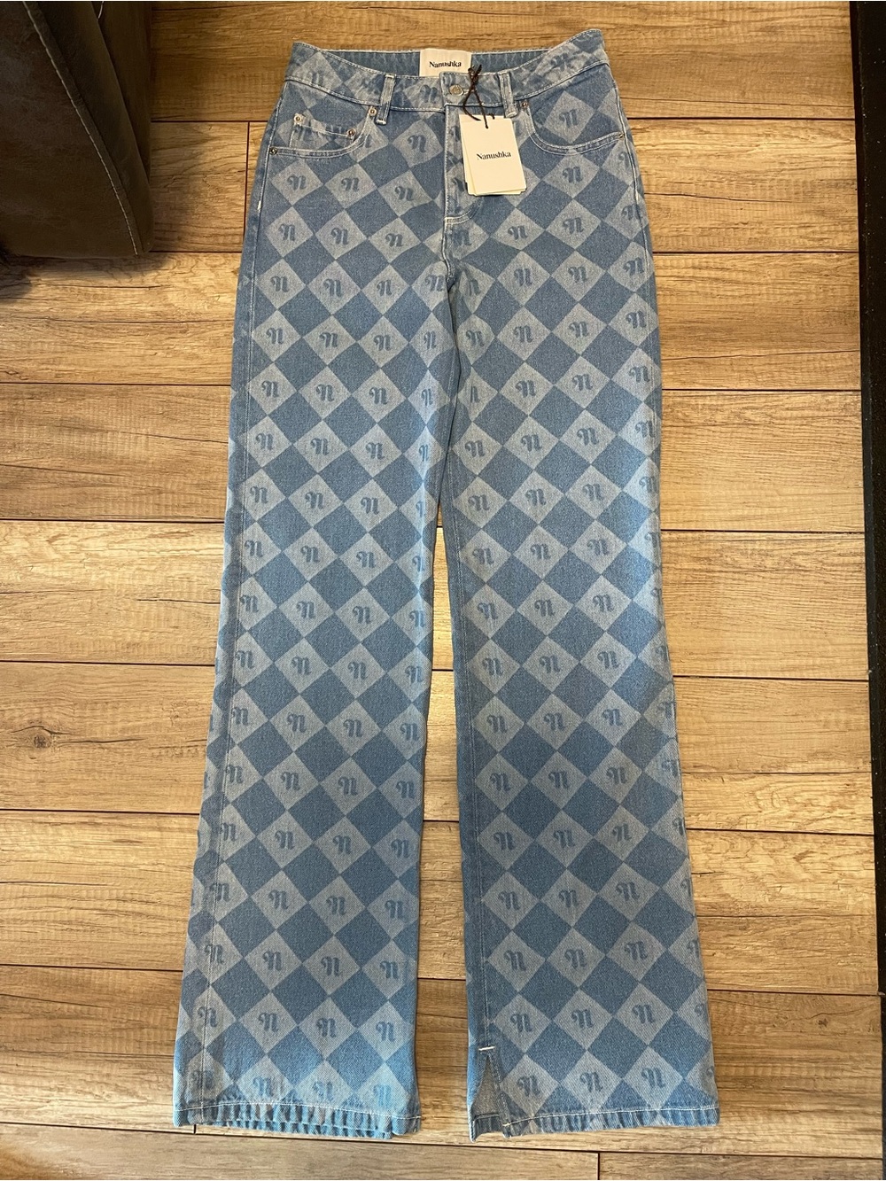 Nanushka Meason Blue Monogram Large Denim Jeans – Size 25 – NWT